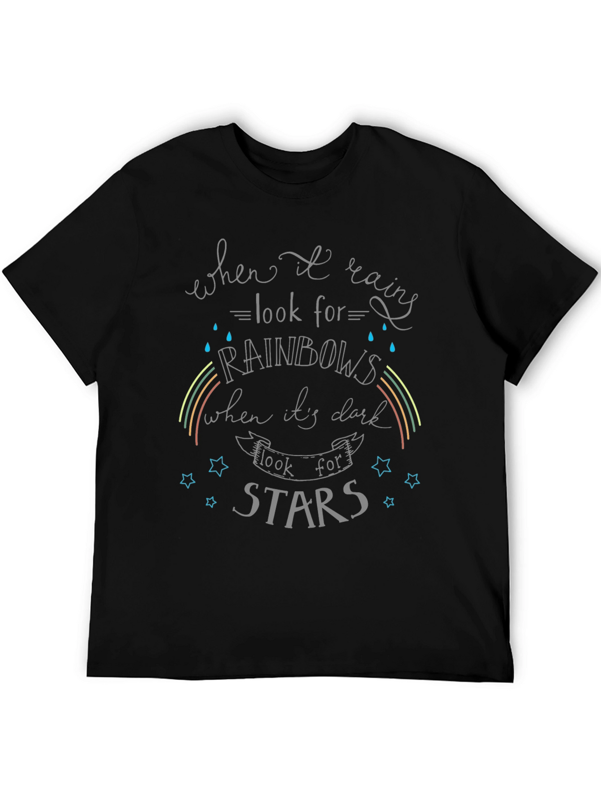 Inspirational Rainbow & Star Graphic T-Shirt