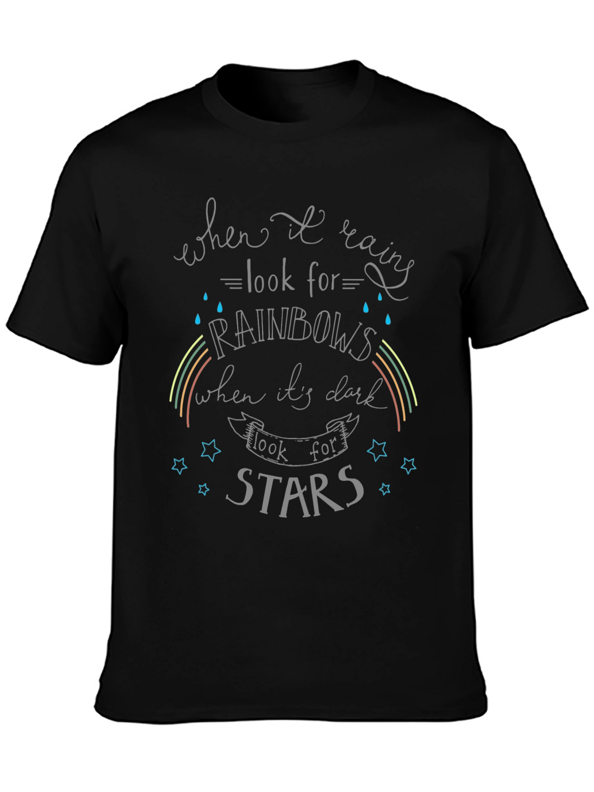 Inspirational Rainbow & Star Graphic T-Shirt