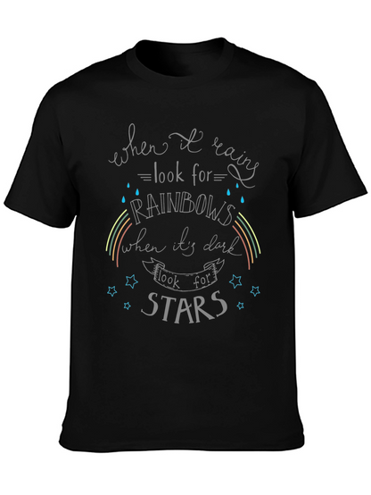 Inspirational Rainbow & Star Graphic T-Shirt