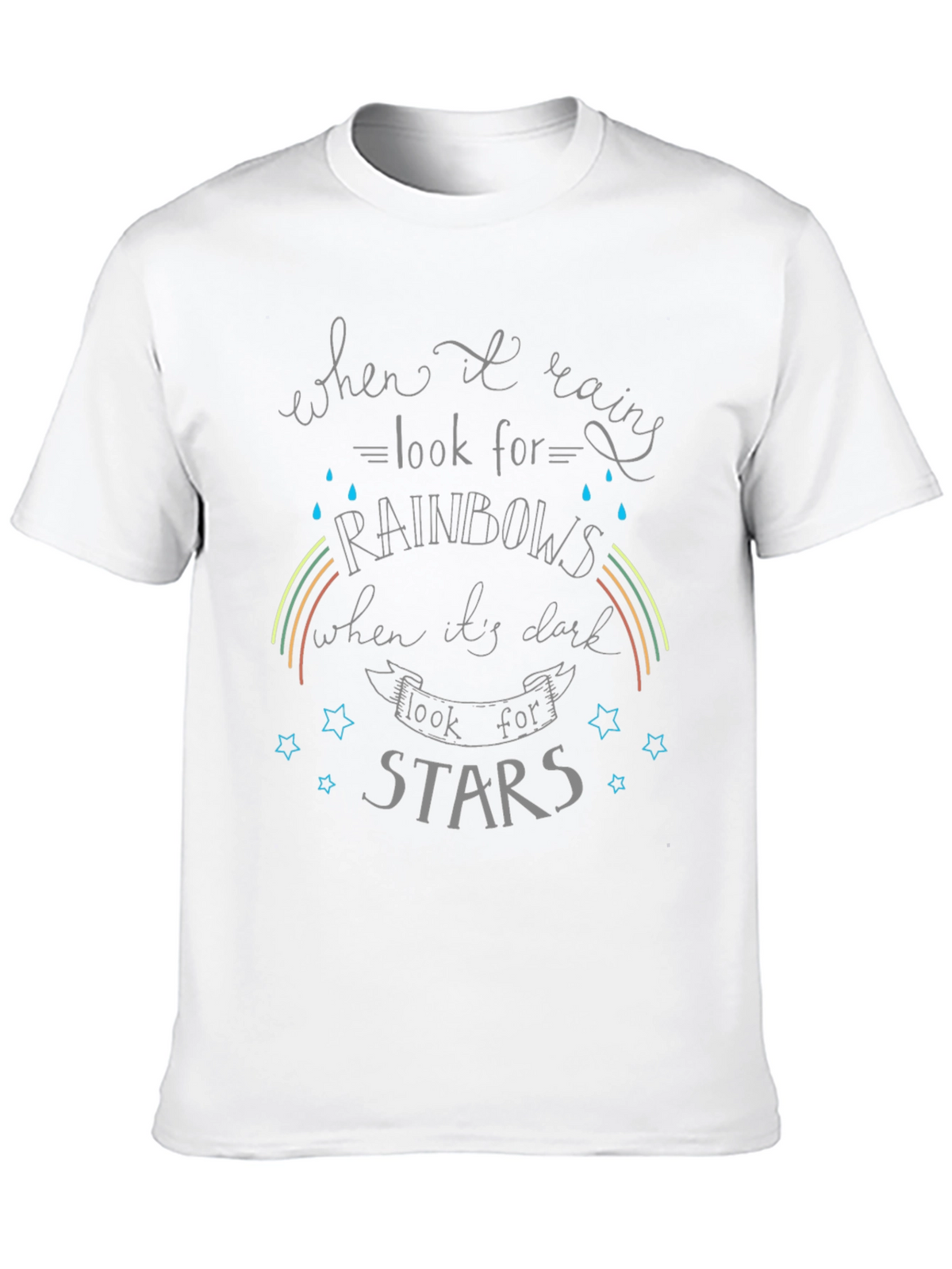 Inspirational Rainbow & Star Graphic T-Shirt