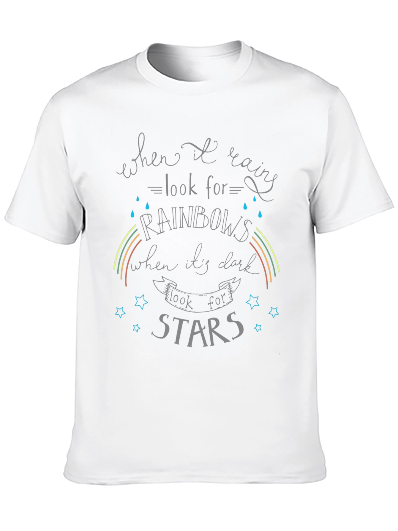 Inspirational Rainbow & Star Graphic T-Shirt