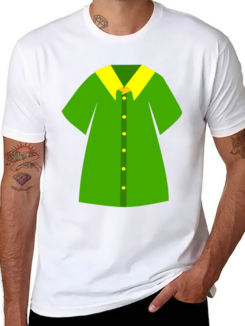 Novelty Green Shirt Design Black T-Shirt