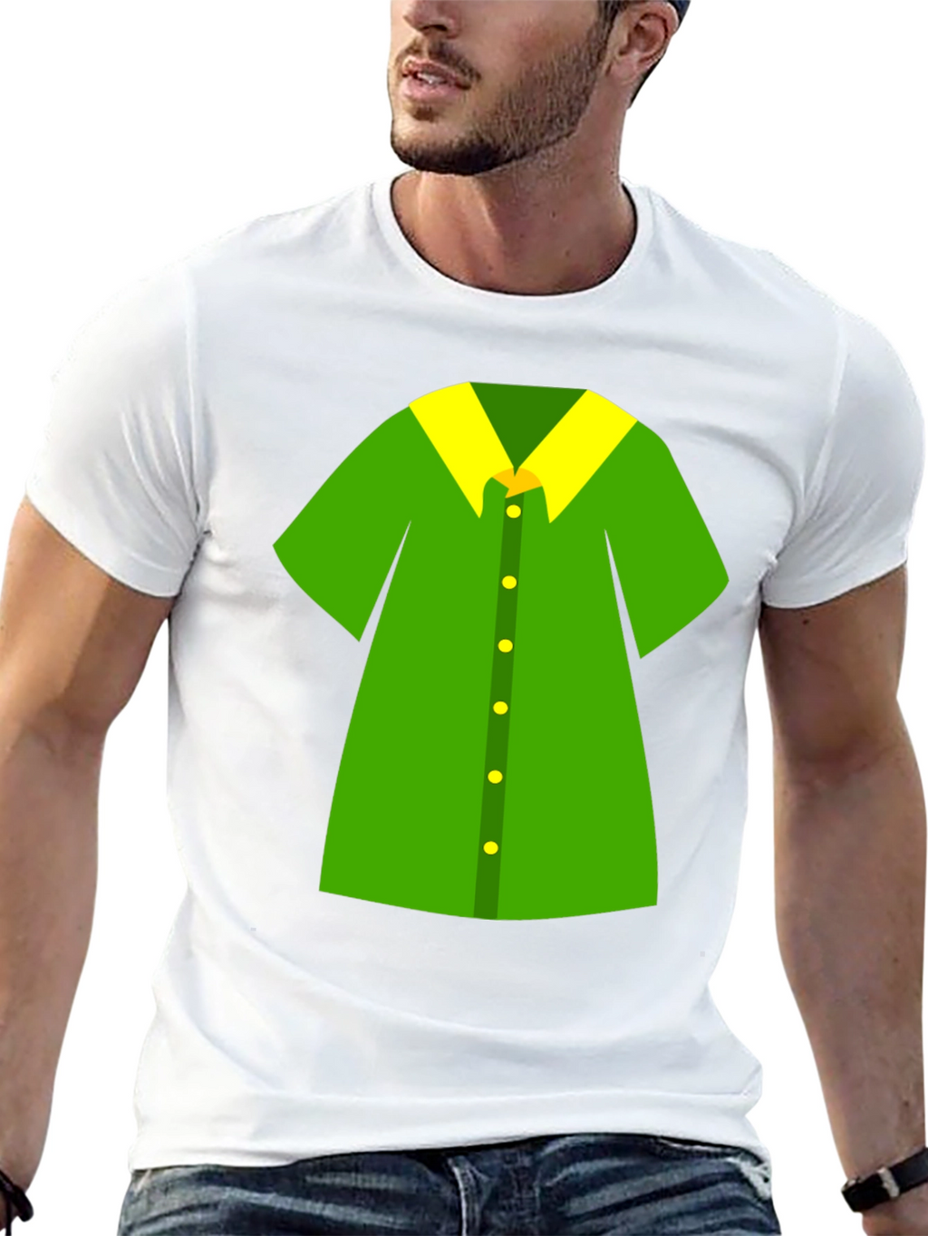 Novelty Green Shirt Design Black T-Shirt