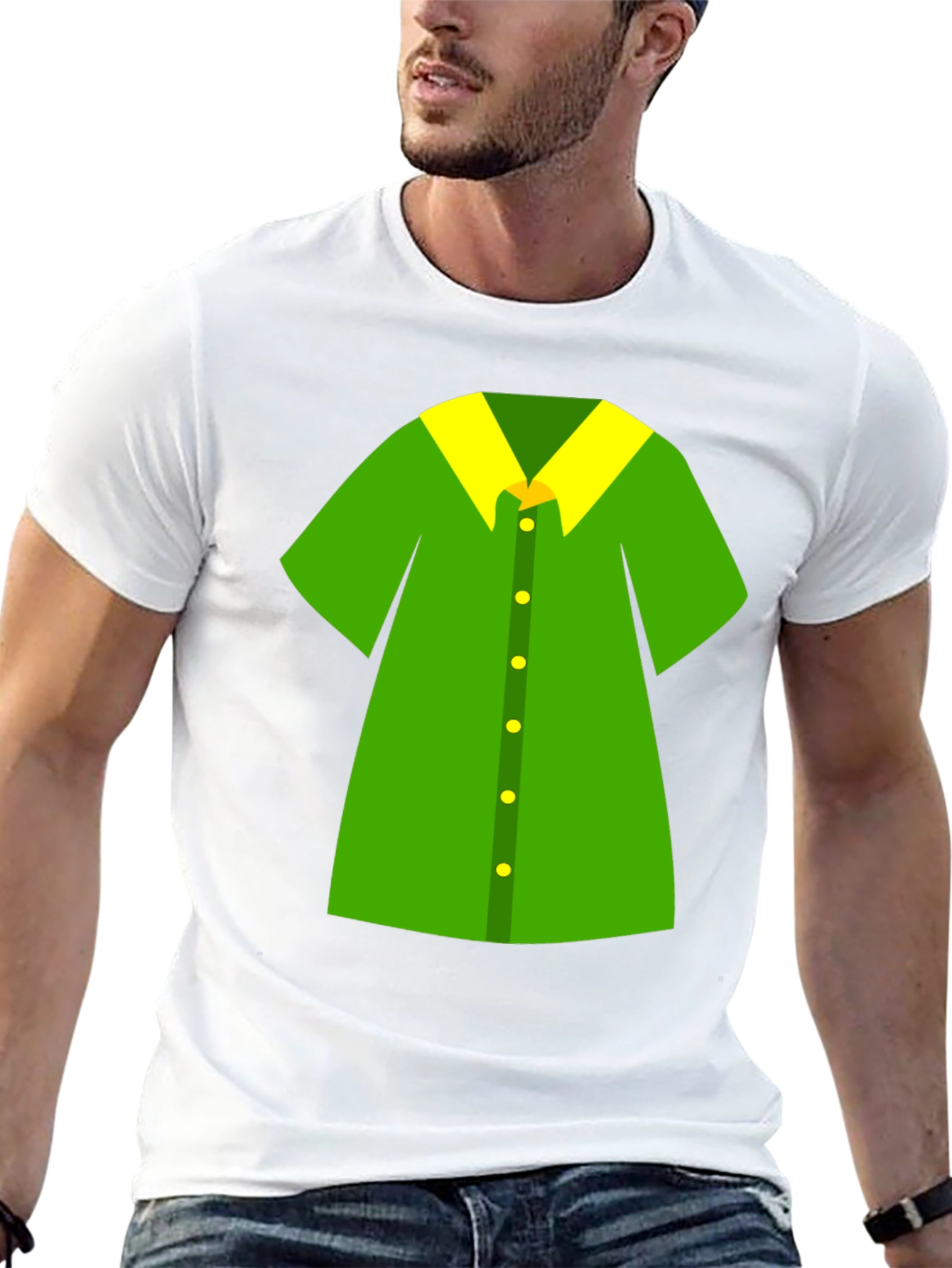 Novelty Green Shirt Design Black T-Shirt
