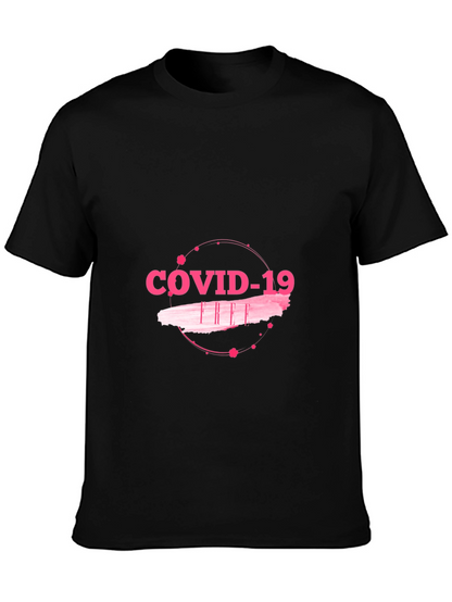 COVID-19 Pink Graphic Black T-Shirt
