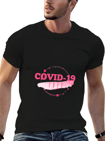 COVID-19 Pink Graphic Black T-Shirt