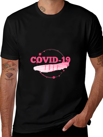 COVID-19 Pink Graphic Black T-Shirt