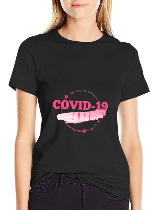 COVID-19 Pink Graphic Black T-Shirt