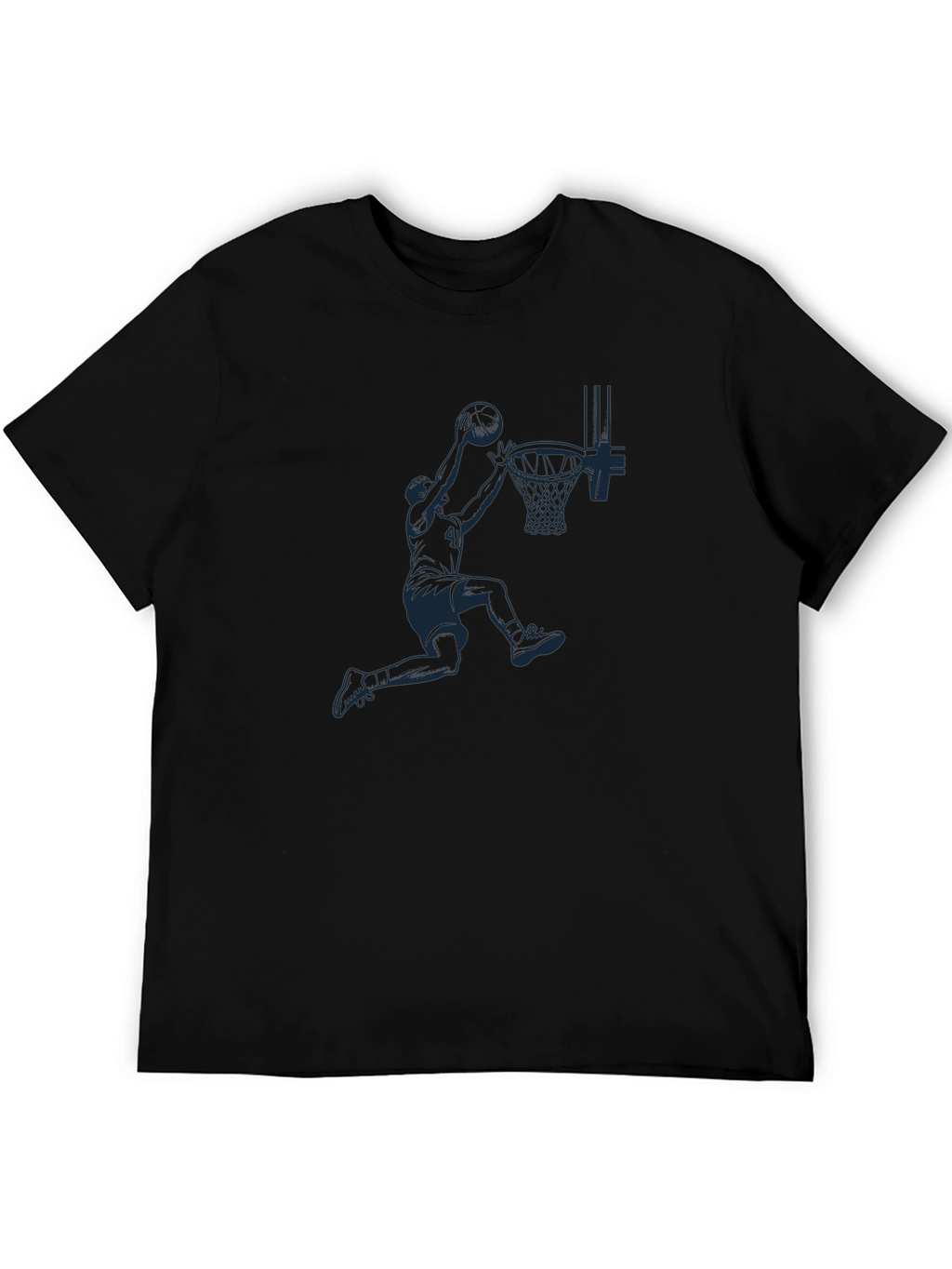 Basketball Dunk Graphic Tee - Black Cotton