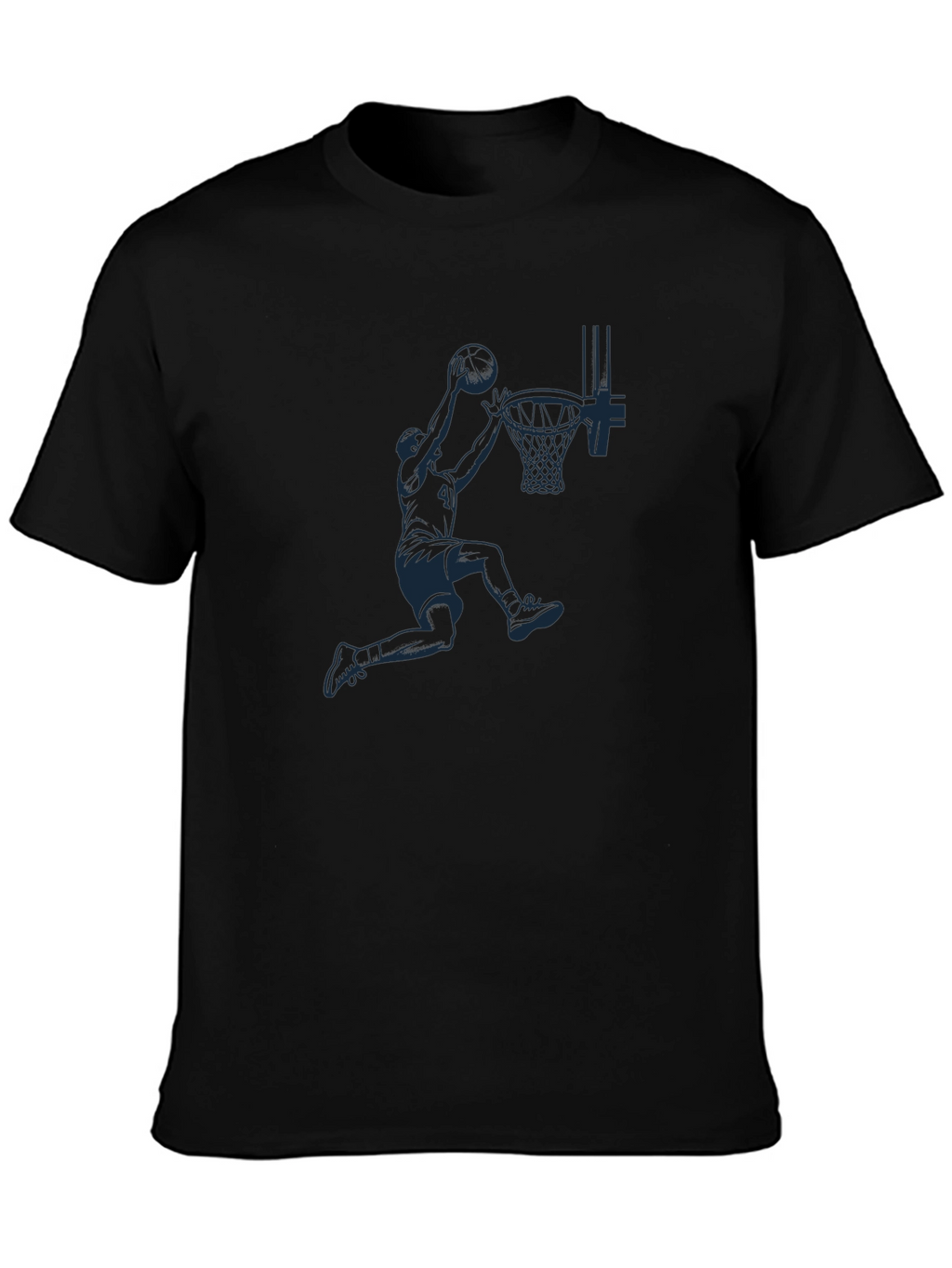 Basketball Dunk Graphic Tee - Black Cotton